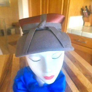 Vintage 1950’s Gray Felt Eva Mae Mode Women's Hat with Satin Accent